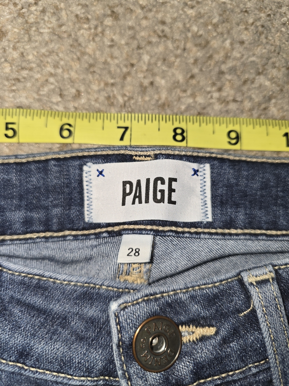 PAIGE Medium Dark Blue Distressed Skinny Jeans Size 28 - Picture 3 of 6